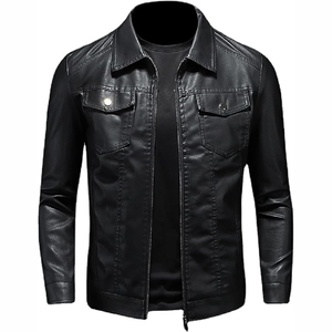 Custom Logo Winter High Street Leather <b>Jacket</b> for Men with Stand Collar High Visibility Logo Waterproof & Windproof - Product Image 5