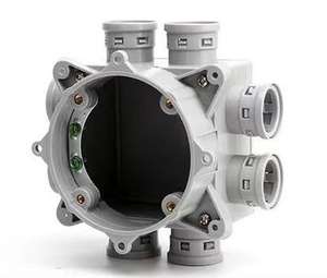 Caja de Conexión para Conducto de PVC Estándar de 8 Entradas y 1 Salida con Conector Moldeado, Caja Redonda para Muro de Hormigón - Product Image 3