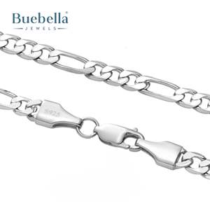 Hot Sale 925 Sterling <b>Silver</b> 14K White Gold Plated 5mm Figaro Chain Premium Moissanite <b>Necklaces</b> for <b>Men</b> - Product Image 5