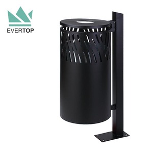 DA-78J <strong>Black</strong> Pole Standing Dustbin Outdoor Modern Style Trash Can Outdoor Trash Receptacle Commercial Garbage <strong>Bin</strong> Outdoor - Product Image 1