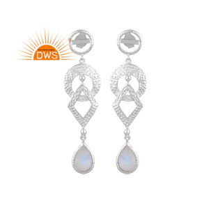 Pendientes colgantes de piedras preciosas de piedra de luna arcoíris Natural de plata de ley fina superventas, joyería personalizada para mujer, regalo para ella - Product Image 1