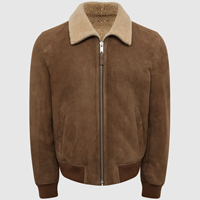 Hochwertige Herren Echtleder Shearling Schafsfell Bomberjacke mit Fellkragen Umweltfreundlich Winddicht Vintage Winter-Design
