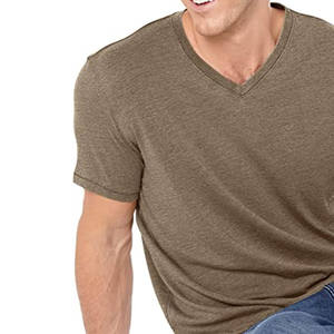 Camiseta de Manga Corta para Hombre, Cuello en V, 100% Algodón, Lisa, Personalizable y a la Moda - Product Image 3