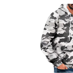 Sweat à capuche en polaire imperméable en polyester/coton camouflage personnalisé avec logo personnalisé, prix de gros bon marché pour hommes et femmes - Product Image 2