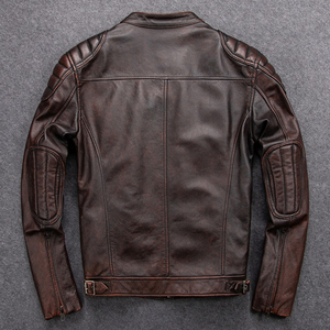 Veste en cuir de mouton originale de qualité supérieure pour homme Veste en cuir véritable de style motard OEM design vintage Veste pour homme - Product Image 1