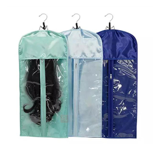 Wholesale custom satin wig storage hanger bags hair packaging with hanger