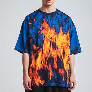Camiseta de verano de gran tamaño para hombre con gráfico de llama 100% algodón Hip Hop Streetwear camiseta de verano de moda - Product Image 2