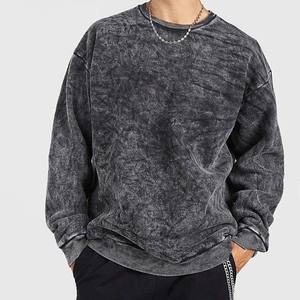 เสื้อสเวตเชิ้ตผู้ชายสไตล์วินเทจคุณภาพสูง ล้างสีแบบ Acid Wash สำหรับผู้ใหญ่ แขนยาว คอกลม - Product Image 3