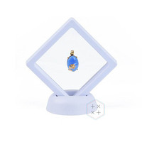 Boîte de présentation de bijoux moderne en film PE transparent de forme carrée 9 x 9 cm, durable, blanche/noire, pour badges de dessins animés