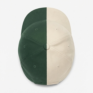 Casquette de baseball unisexe verte et beige à blocs de couleur, 6 panneaux, réglable, en sergé, décontractée, pour toutes les saisons, vente en gros, logo personnalisé - Product Image 6