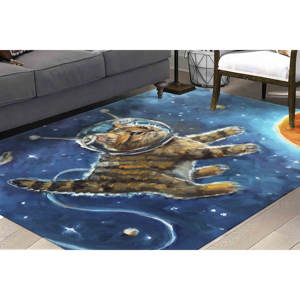 Alfombra de Gato Astronauta: Alfombra Antideslizante con Estampado de Temática Espacial, Alfombra Delgada No Tejida - Product Image 4