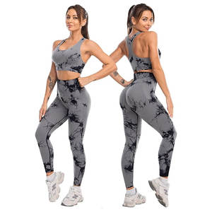 Wholesale Custom High Quty 2pcs <b>Yoga</b> Set Plus Size Gym Fitness Sets for Women Soft Fabric <b>Leggings</b> and Bra Customized Styles - Product Image 3
