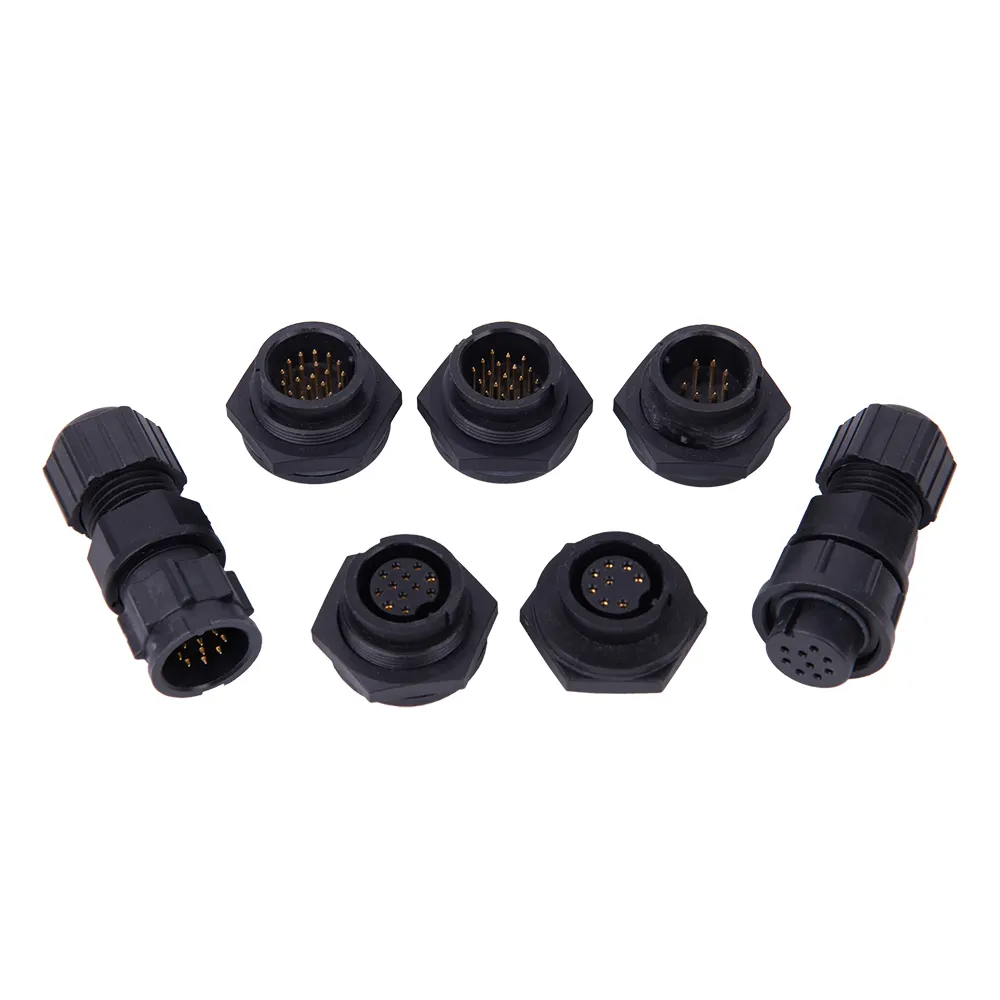 Waterproof IP67 Plastic Metal Mini Standard Middle Large size circular connector 2A 5A 10A 20A 2 pins to 24 pins