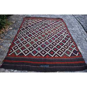 Tradicional rojo blanco 5,6 X 11.1ft lana alfombra de área grande diseño de retazos alfombra turca para adolescentes látex para pasillo dormitorio - Product Image 1