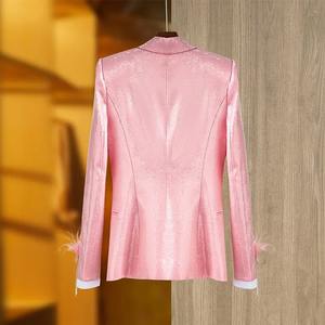 Chaqueta Traje de lentejuelas Rosa Chaqueta Elegante Fiesta Decoración Festival Abrigo Traje Mujer Blazer Alta calidad - Product Image 3