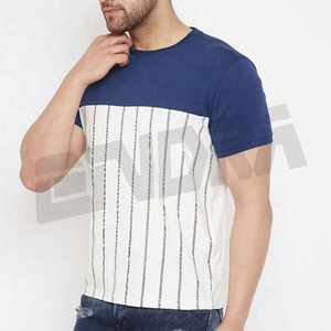 Camiseta de algodón a rayas para hombre, camiseta informal de manga corta con cuello redondo, tela suave, ropa de calle de verano, de moda para todos los días Top, estilo clásico - Product Image 2