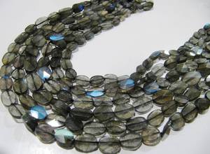 Labradorite naturelle ovale facettes 6-10mm perles bleu flashy brins 13 pouces de long - Product Image 2