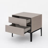 Table de chevet minimaliste 2026 à 2 tiroirs, écologique, en MDF de qualité E0, avec base métallique, gris beige, pour chambre à coucher