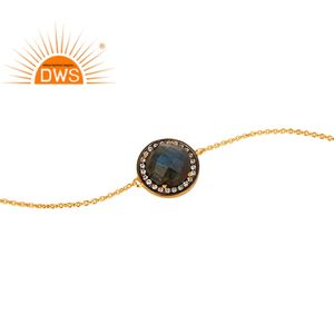 สร้อยข้อมืออัญมณี CZ และ labradorite ทำจากเงินแท้ผลิตตามสั่ง - Product Image 2