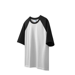 Heavy Weight 265G Cotton Raglan Oversized T Shirt Men Street Style Blank Custom Printing Regular Fit O-Neck Knitted Fabric - Product Image 2