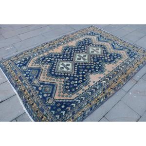 Alfombra de 5.2x7.7 pies, Alfombra Vintage Grande, Alfombra con Rayas Azules - Product Image 3