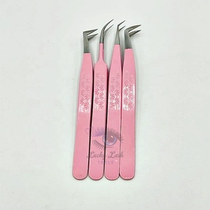 Juego de Pinzas para Extensión de Pestañas de Acero Inoxidable Rosa Bebé Personalizadas con Punta Puntiaguda, Etiqueta Personalizada y Agarre Fuerte - Product Image 1