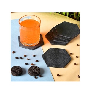 Sous-verre de tasse de café en marbre Sous-verre rond en marbre décoratif Sous-verres en pierre grise et blanche naturelle Offre Spéciale - Product Image 3