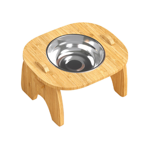 Food Feed Elevated Wood <b>Wooden</b> Pet <b>Dog</b> <b>Bowl</b> with <b>Stand</b> - Product Image 1