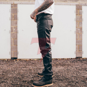 Premium <b>Men</b> <b>Leather</b> <b>Pants</b> Lightweight High Breathable Soft Smooth Texture Classic Straight Fit Durable Stitching Fashionable - Product Image 4