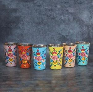 Verres en cuivre et en acier imprimés floraux sur mesure idéaux pour la revente et les promotions et pour les magasins de décoration intérieure - Product Image 3