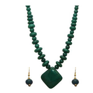 Beadside Green Antique <b>Gold</b> Plated Necklace 1106608B Fashion <b>Jewelry</b> <b>Set</b> - Product Image 1