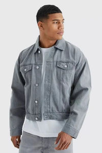 Veste courte en jean pour homme, sur mesure, bleu uni, élégante, décontractée, vêtement d'extérieur tendance, OEM, prix de gros bas - Product Image 4