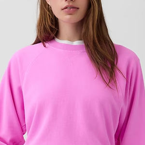 Sweat-shirt court chaud pour femme avec design d'épaule tombante, logo personnalisable, service OEM, prix d'usine abordable et col rond - Product Image 2