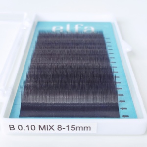 Ensemble d'extensions de cils Premium ELFA HY LON FIBER 0,15 mm B 0,10 Mix 8-15 Logo personnalisé Styles simples et classiques 3D - Product Image 4