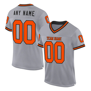 Camiseta de fútbol transpirable con paneles de malla Pantalones cortos de color gris Camiseta de fútbol americano unisex con mangas para jóvenes y adultos - Product Image 3