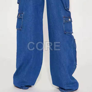 Pantalons jeans cargo multi-poches pour femmes à la mode Pantalons jeans cargo multi-poches pour femmes à taille personnalisée - Product Image 5