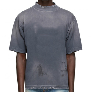 2024 nueva llegada hombres Vintage ácido lavado gráfico camisetas impresión personalizada 100% algodón camiseta para hombres ajuste suelto impreso 2025 - Product Image 5