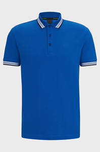 T-shirt polo décontracté à manches courtes pour hommes avec logo personnalisé T-shirt polo écologique de couleur bleue - Product Image 3