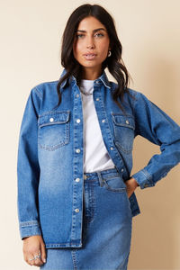 Veste en jean pour femme, coupe ajustée, logo personnalisé, coton uni teint, respirant, vêtement d'extérieur d'hiver, col rabattu, service OEM en gros - Product Image 4