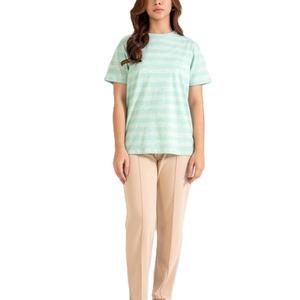 Impresión personalizada Casual mujer Streetwear venta al por mayor mujer moda rayas cuello redondo manga corta - Product Image 6