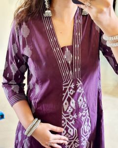 Kurti con estampado de molino de algodón con pantalón para ropa informal y de verano, conjunto de vestido Kurti, Top y pantalón étnico indio para mujer - Product Image 1