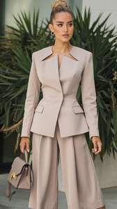 2025 Designer Stylish Blazer Plazo Pant <b>Dress</b> High Quality Fabric Lace <b>Sequined</b> Decoration Natural for Party-Wear/Wedding - Product Image 2