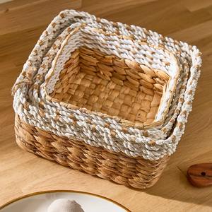Ensemble de 3 paniers de rangement en jacinthe d'eau pour la décoration intérieure, panier de rangement fait à la main, vente en gros, écologique, fabriqué au Vietnam - Product Image 6