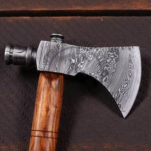 Hacha de Acero de Damasco Hecha a Mano Personalizada, Hacha Tomahawk Forjada de Alta Calidad con Mango de Madera de Palisandro Grabado a Mano - Product Image 3