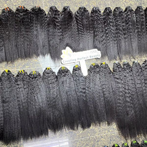 Cheveux bruts soyeux Machine Double trame crépus droits brillants cheveux humains bruts vietnamiens pour les femmes noires - Product Image 1