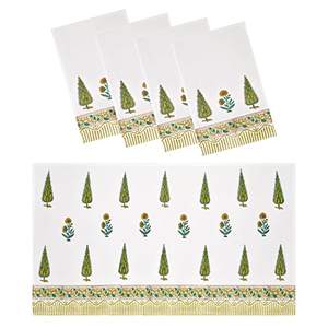 ชุดผ้าขนหนูอาบน้ำผ้าวาฟเฟิลเนื้อนุ่มในอินเดียพิมพ์ลายบล็อกผ้าเช็ดมือ1ผืนและผ้าขนหนูมือ4ผืนสี9 - Product Image 2