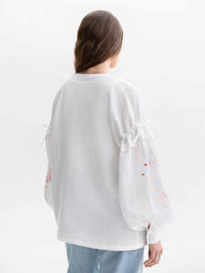 Chemise en coton brodée à la main décontractée pour femmes, popeline tissée avec demi-manches pour le printemps, l'été, l'automne, l'hiver, vêtements ethniques - Product Image 5