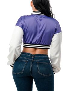 Vente en gros 2025 Veste de baseball en polyester de haute qualité pour femmes Saison d'hiver Mode personnalisée Broderie en satin OEM personnalisée - Product Image 6