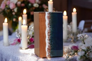 Super Offers Premium Modern <b>Memorial</b> Cremation Urn Rectangle Shape Handmade Wooden & Epoxy Resin Designed for Outdoor Use - Product Image 2