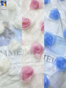 YX1414 <span class=keywords><strong>Tela</strong></span> de Organza Líquida de 150 g/m² <span class=keywords><strong>para</strong></span> Vestidos de Verano 2026, con <span class=keywords><strong>Bordado</strong></span> 3D de Flores de Rosa, 1 Yarda - Product Image 4